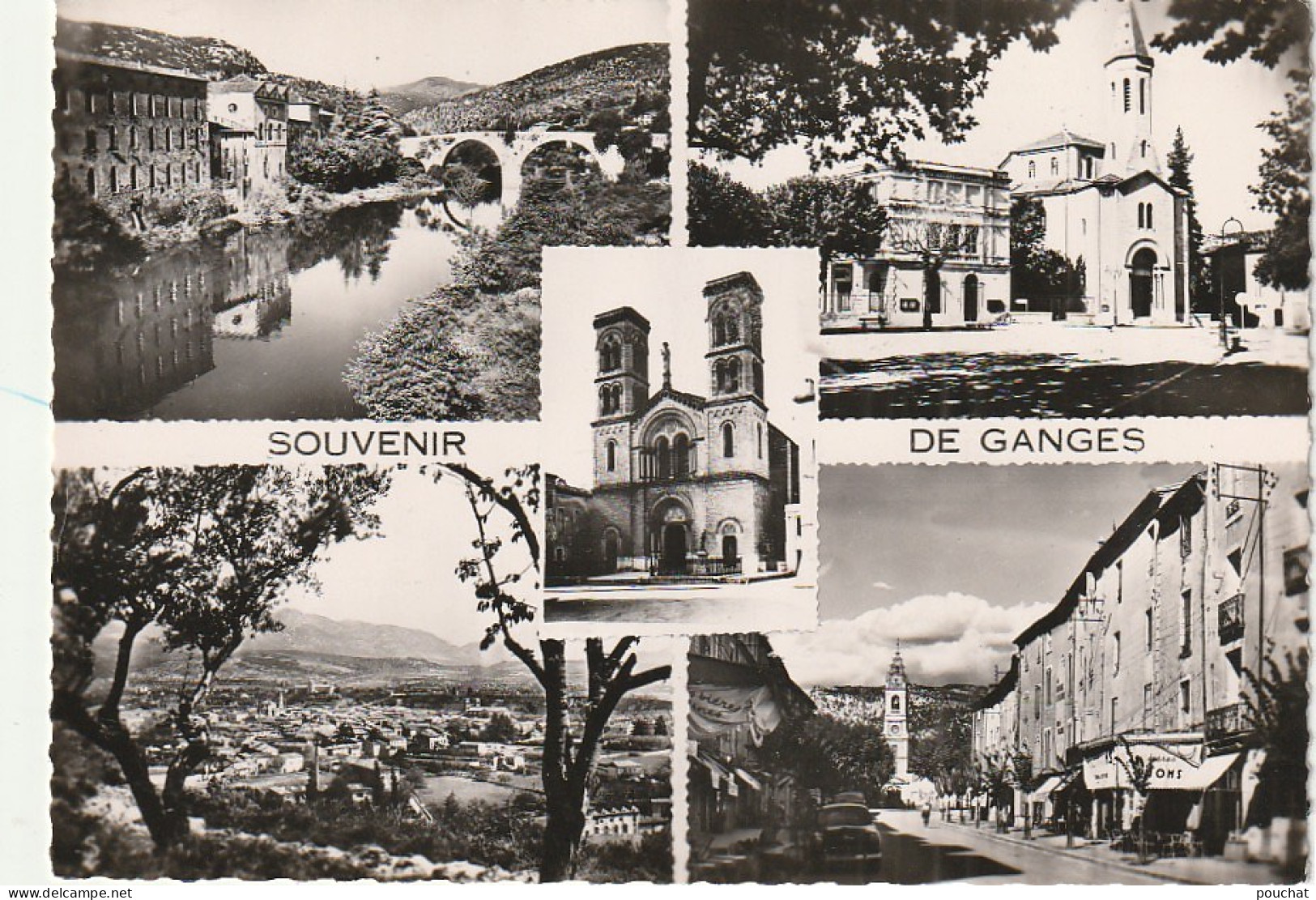 AA+ 47-(34) SOUVENIR DE GANGES - MULTIVUES : LE TEMPLE , L'EGLISE , BOULEVARD JEU DE PAUME , PONT VIEUX SUR L'HERAULT - Ganges