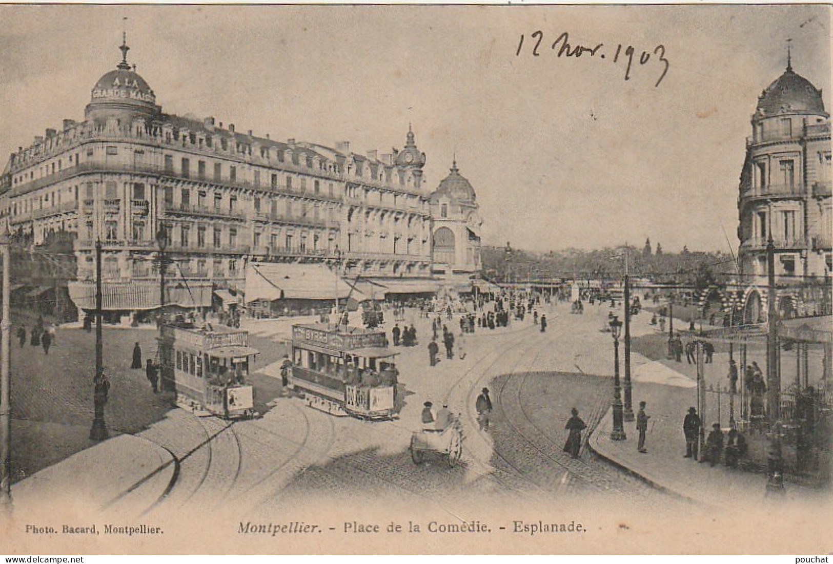 AA+ 47-(34) MONTPELLIER - PLACE DE LA COMEDIE - ESPLANADE - ANIMATION - TRAMWAYS - CORRESPONDANCE 1903 - Montpellier