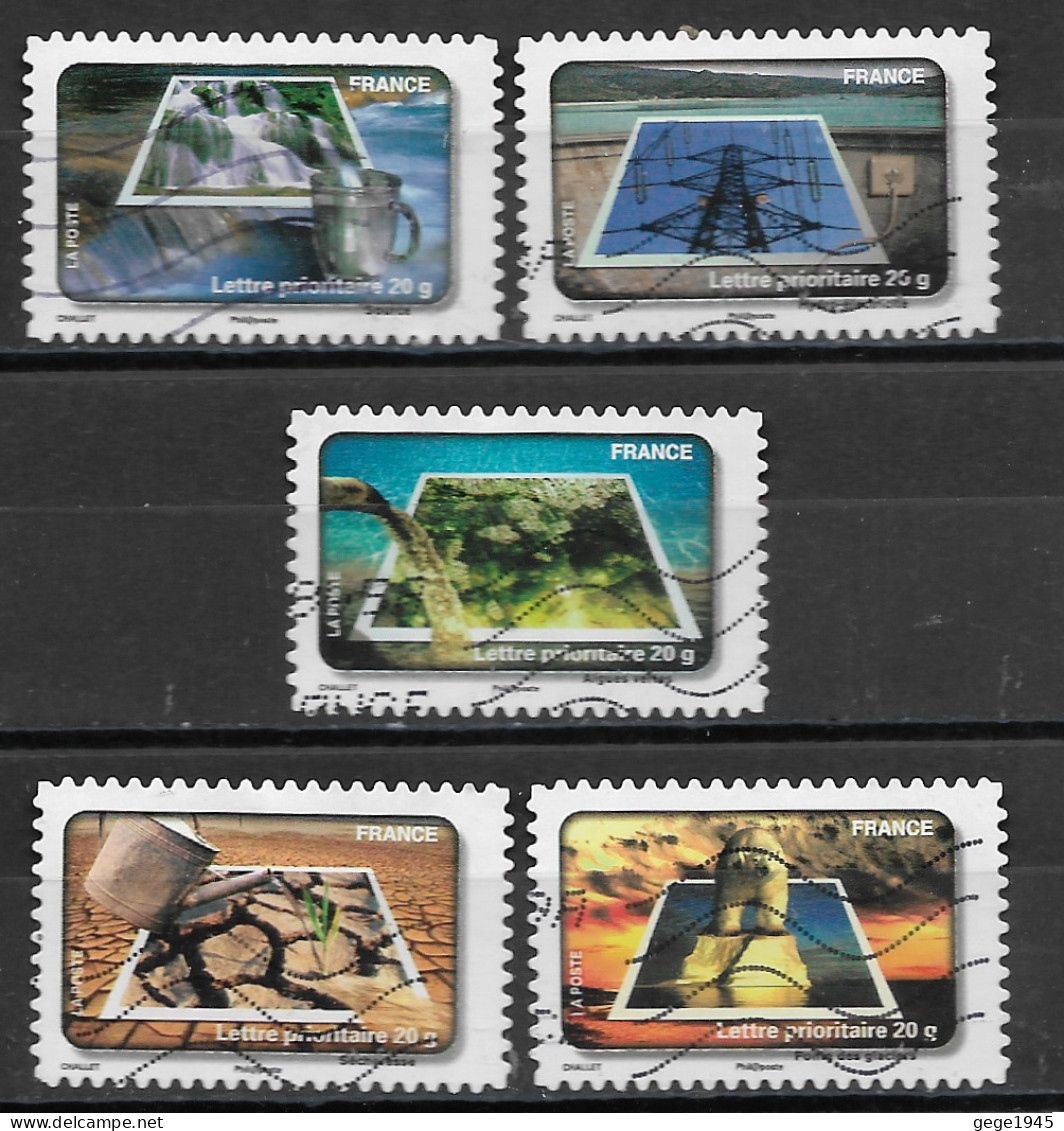 France 2010  Oblitéré  Autoadhésif  N° 406 - 407 - 411 - 412 - 414   -   Fête Du Timbre  -  L'eau  - - Used Stamps