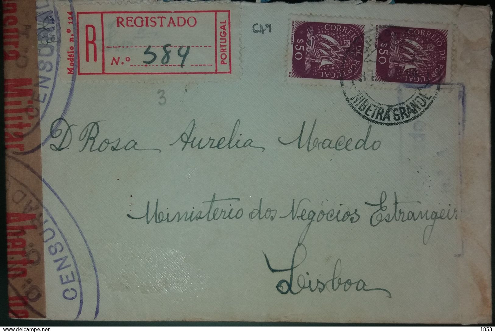 AÇORES - MARCOFILIA - CENSURAS - REGISTADO - Azores