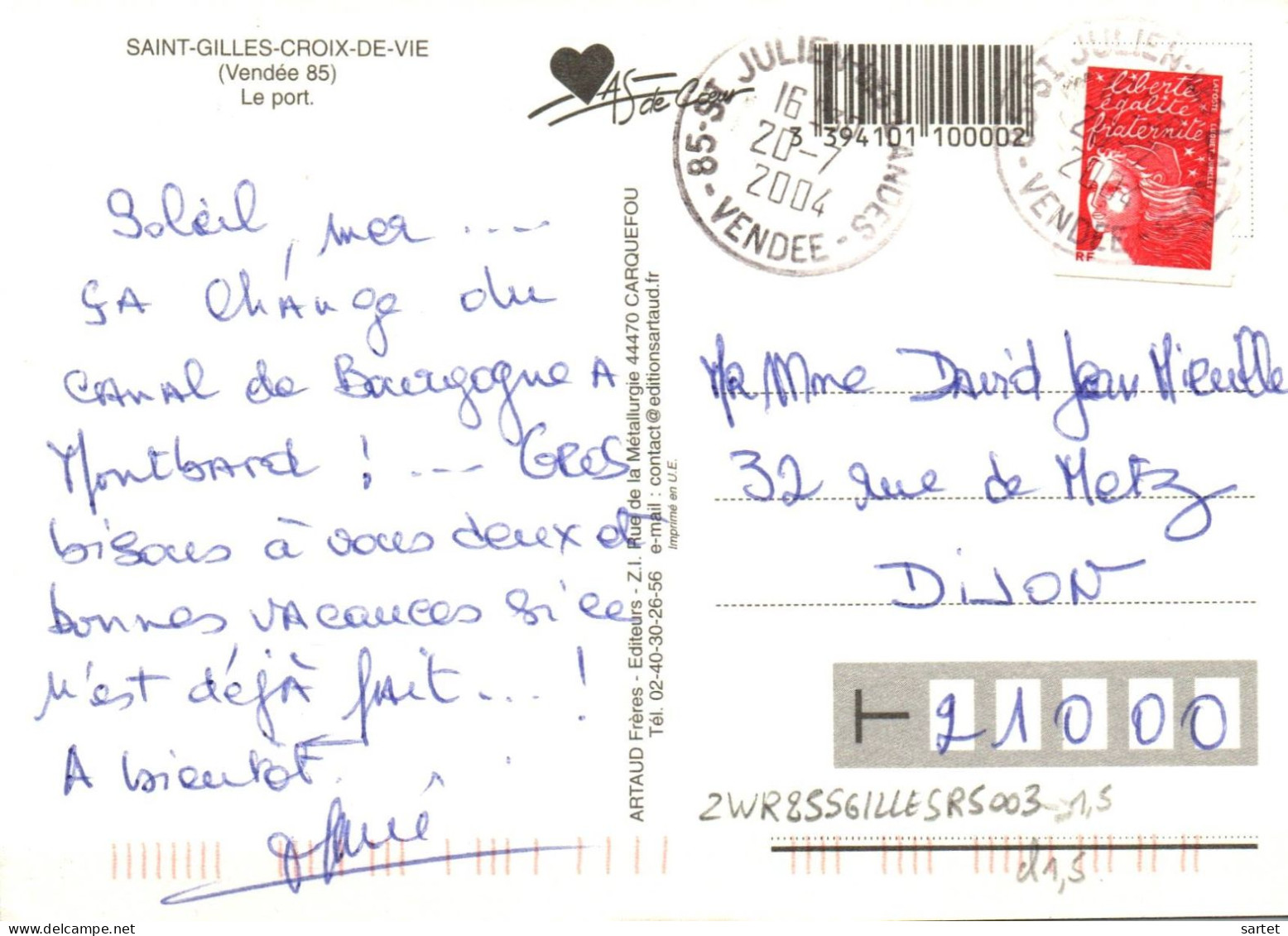 Daguin Double? St Julien Des Landes Sur Marianne N°3419 YetT - 1961-....