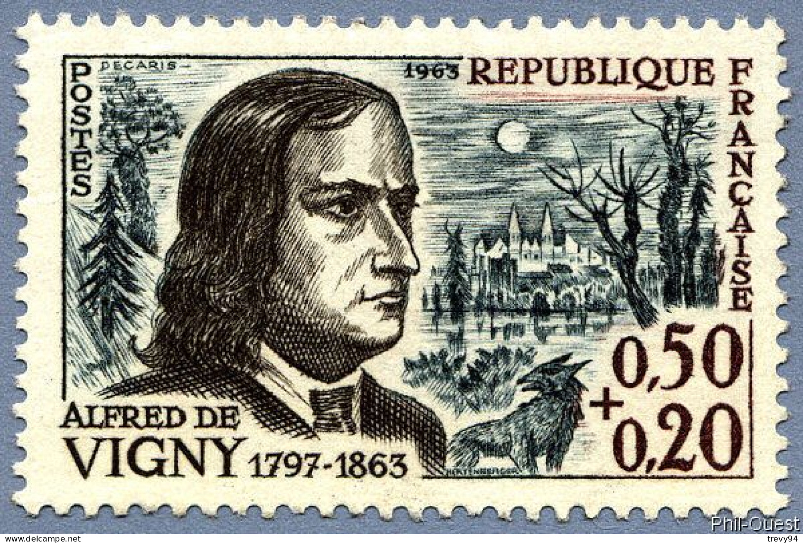 Timbre De 1963 - Alfred De Vigny 1797-1863 - Yvert & Tellier N° 1375 - Unused Stamps