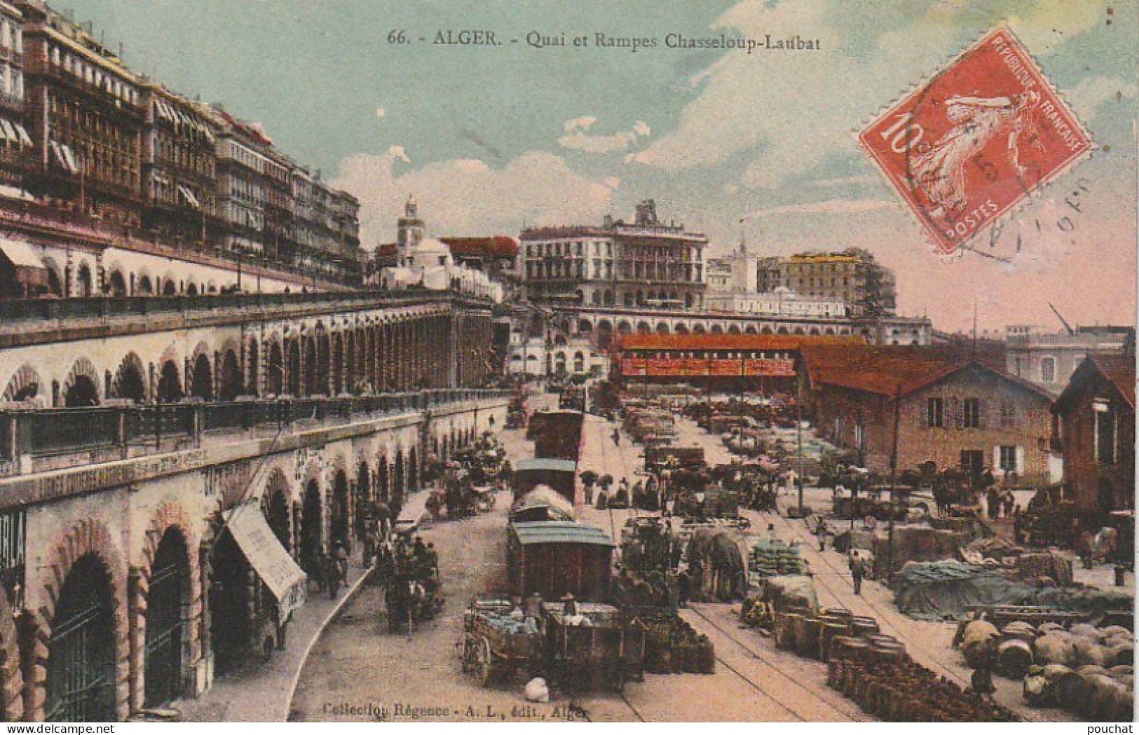 AA+ 51- ALGER ( ALGERIE ) - QUAI ET RAMPES CHASSELOUP LAUBAT - ANIMATION - CARTE COLORISEE - Algiers