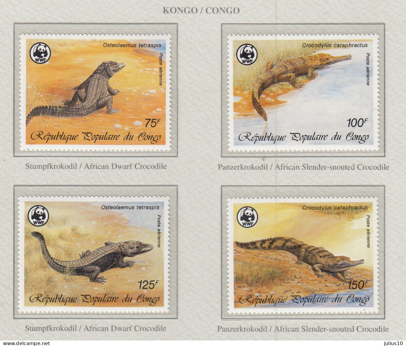 CONGO 1987 WWF Animals Crocodile Mi 1063-1066 MNH(**) Fauna 740 - Altri & Non Classificati