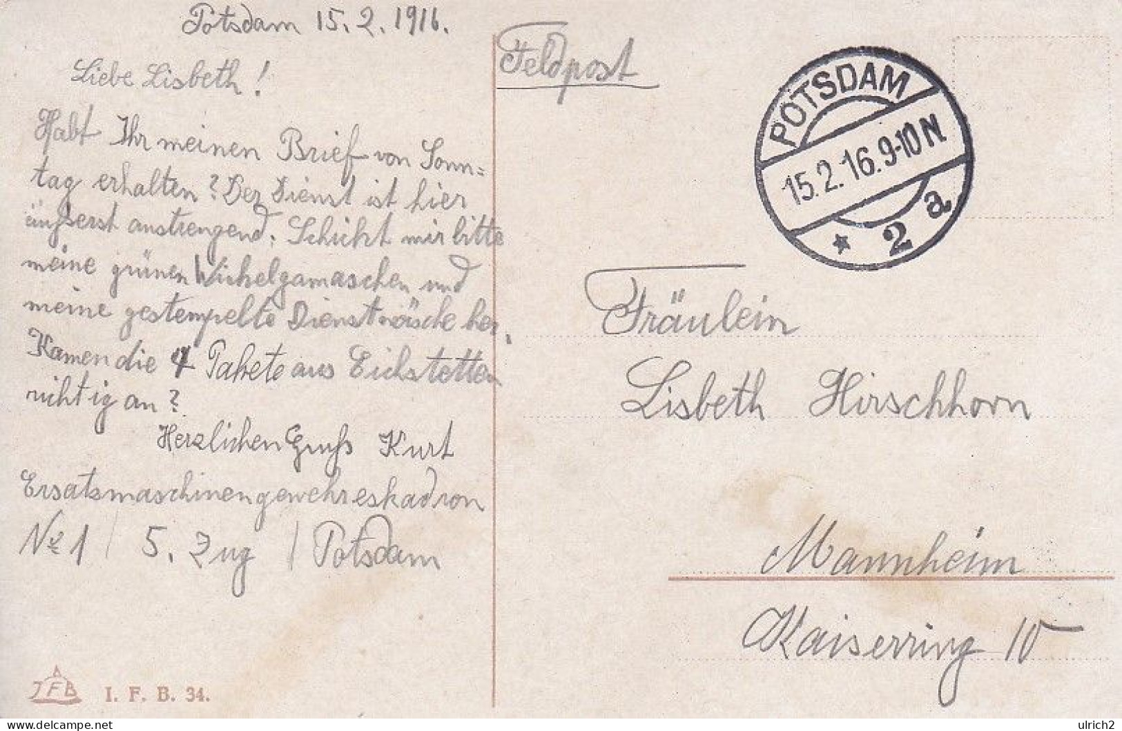 AK Ein Mit Maschinengewehren Ausgerüsteter Schützengraben - Deutsche Soldaten - Feldpost Potsdam 1916  (69078) - Weltkrieg 1914-18