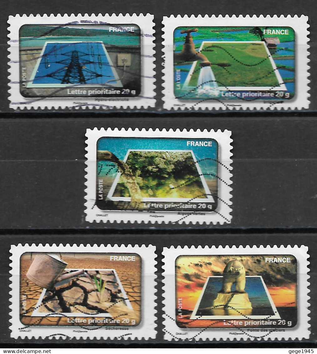 France 2010  Oblitéré  Autoadhésif  N° 407 - 409 - 411 - 412 - 414   -   Fête Du Timbre  -  L'eau  - - Used Stamps