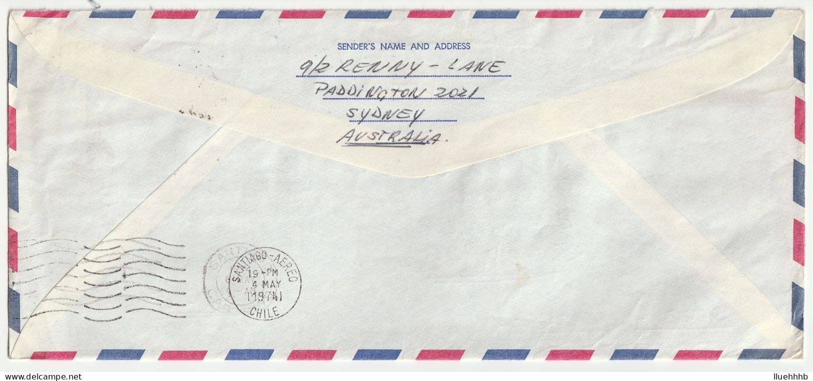 AUSTRALIA: 30c Possum Solo Usage On 1974 Airmail Cover To CHILE - Interi Postali