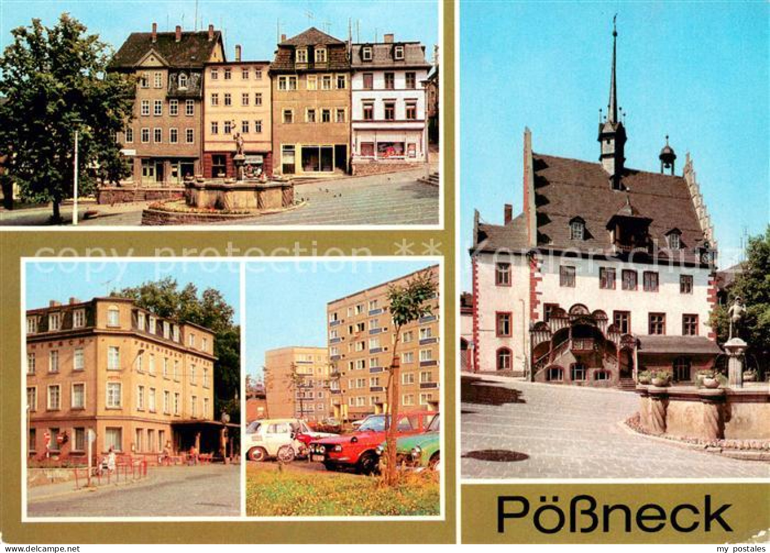 73649776 Poessneck Markt Mauritiusbrunnen HO Hotel Posthirsch Neubauviertel Rath - Poessneck