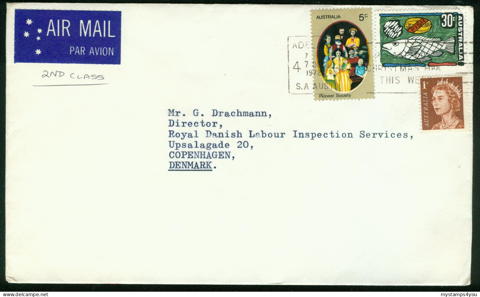 Br Australia, Adelaide 1972 Cover > Denmark #bel-1033 - Storia Postale