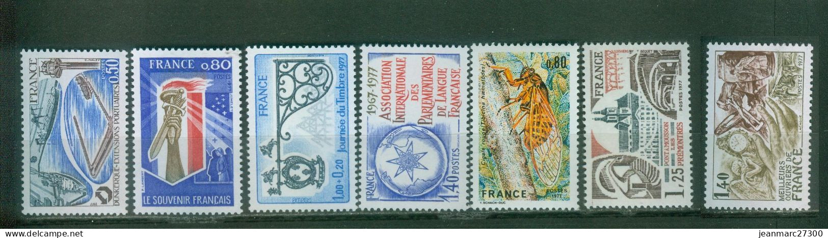 YT N° 1925 1926 1927 1945 1946 1947 1952  Neufs ** 1977 - Unused Stamps
