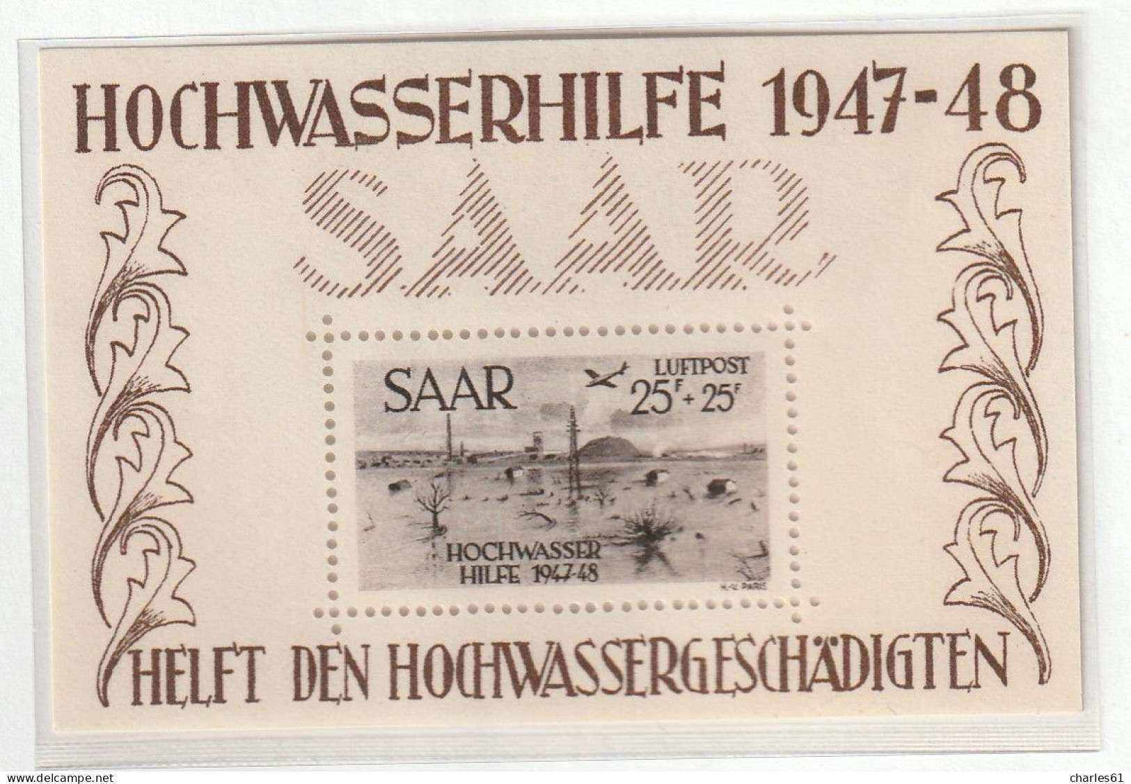 SARRE - BLOC N°2 ** (1948) Inondation De Janvier 1947 - Blocks & Kleinbögen