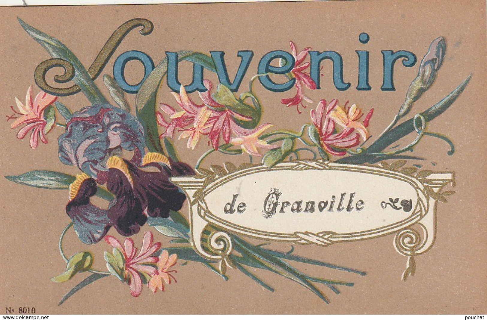 AA+ 65-(50) SOUVENIR DE GRANVILLE - CARTE FANTAISIE COLORISEE - DECOR FLORAL - Granville