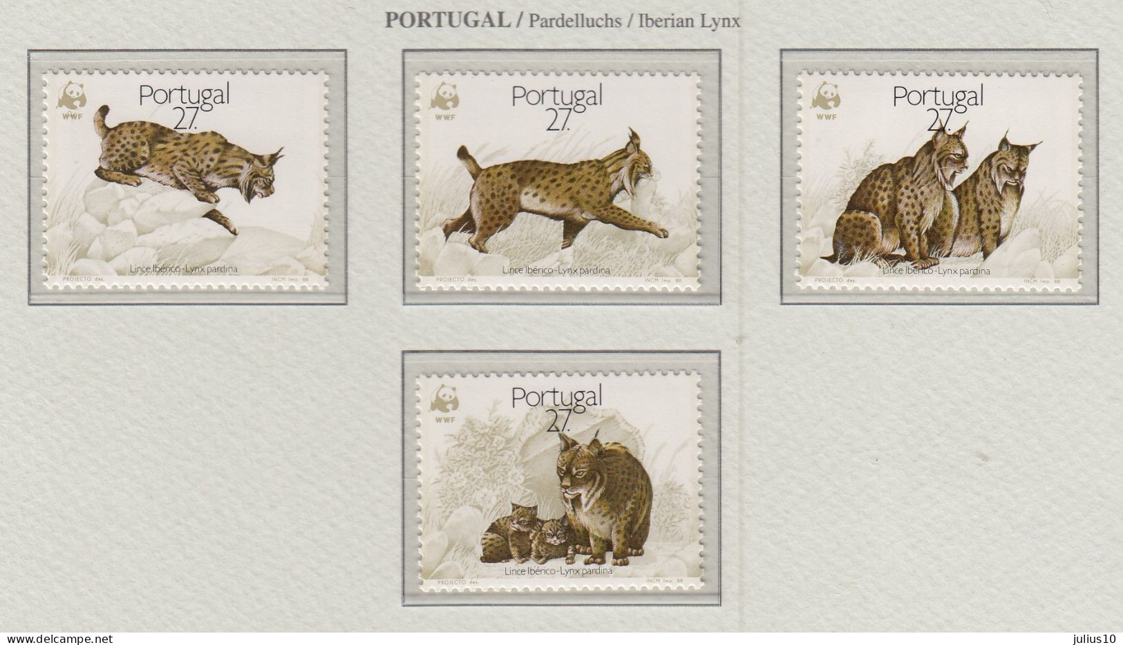 PORTUGAL 1988 WWF Lynx Mi 1741-1744 MNH(**) Fauna 743 - Big Cats (cats Of Prey)