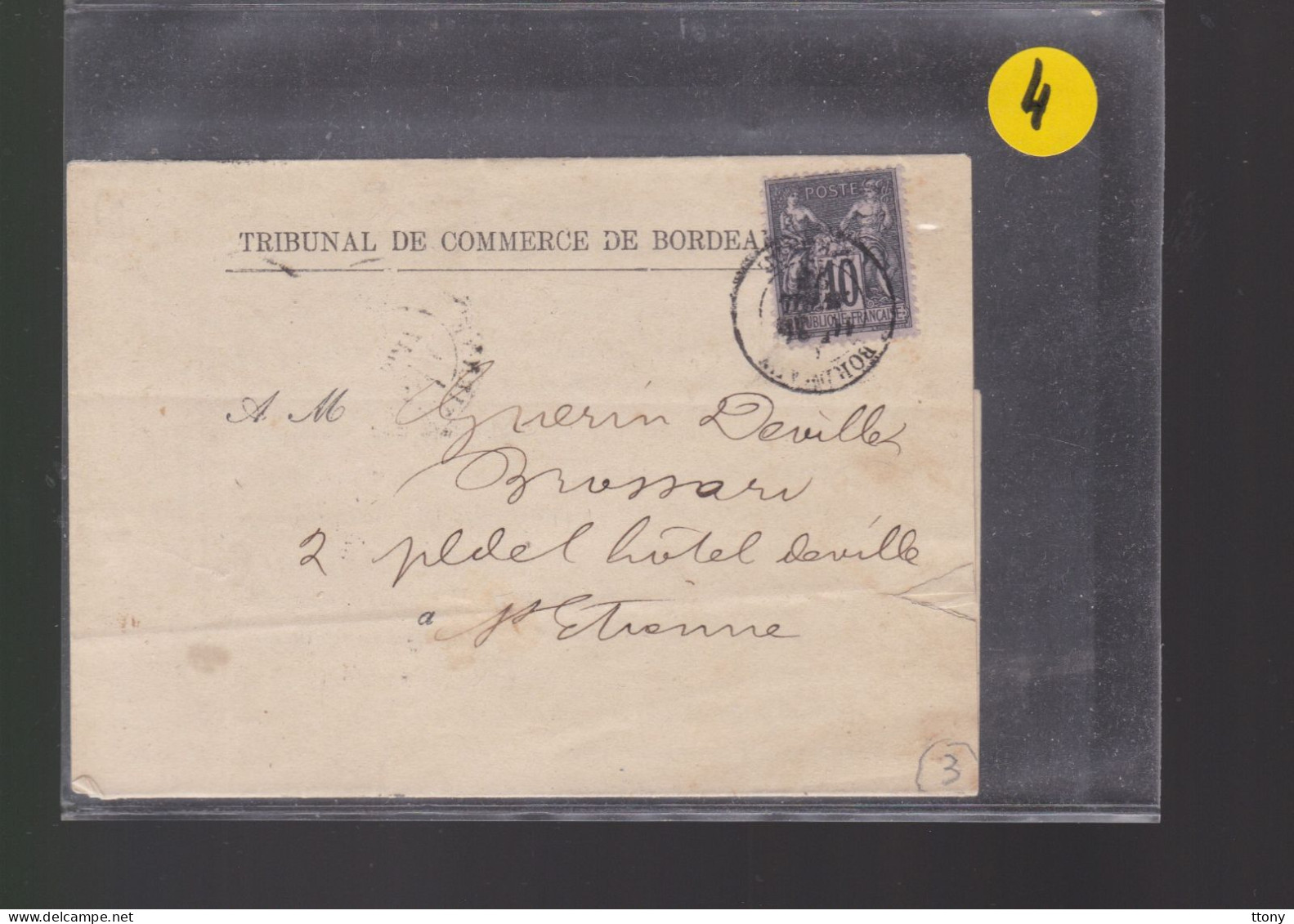 Un Timbre 10 C  Sage    Sur Enveloppe  S.C  Destination St- Etienne - 1877-1920: Semi Modern Period