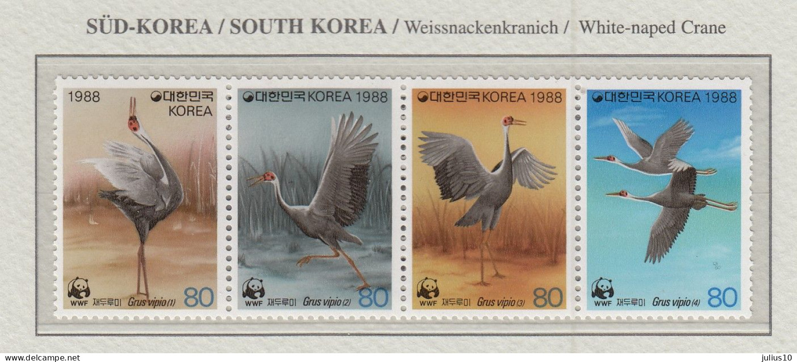 KOREA SOUTH 1988 WWF Birds White Crane Mi 1553-1556 MNH(**) Fauna 744 - Other & Unclassified