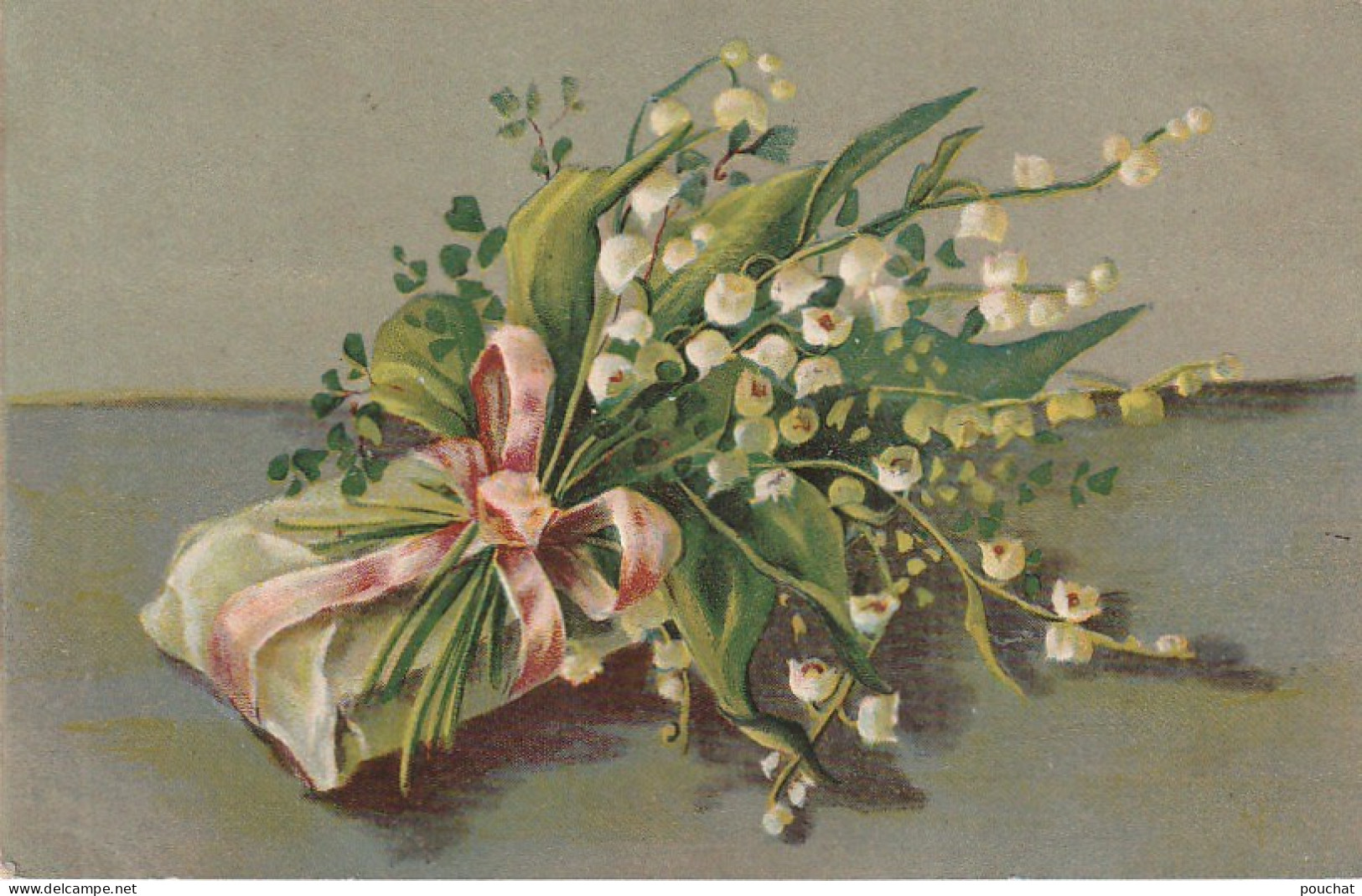 AA+ 68- CADEAU AVEC RUBAN ET BOUQUET DE MUGUET - ILLUSTRATEUR - CARTE GAUFREE - Fleurs