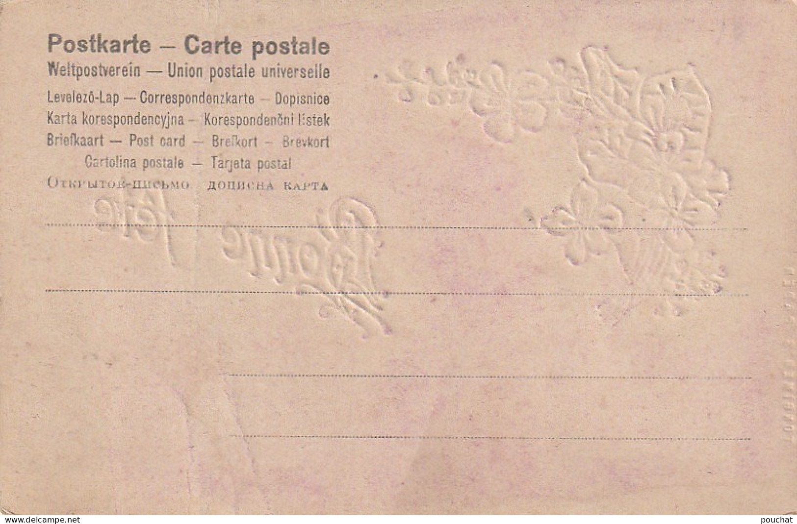 AA+ 68- " BONNE FETE " - CARTE FANTAISE GAUFREE AVEC VIOLETTES - LETTRES DOREES - Other & Unclassified