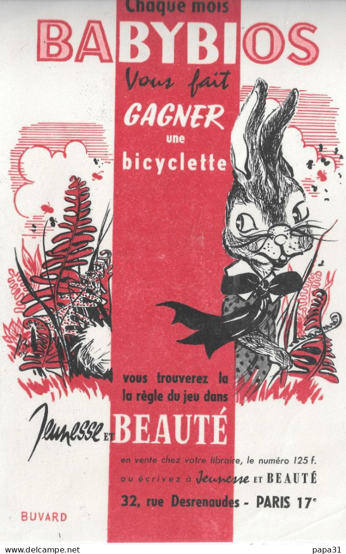 Buvard  BABYBIOS  - GAGNER  Une Bicyclette Réglement Dans Jeunesse Et Beauté - Andere & Zonder Classificatie