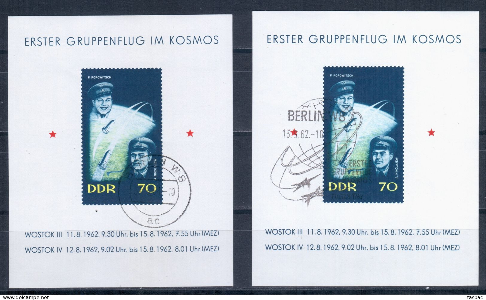 East Germany / DDR 1962 Mi# Block 17 Used - 2 S/s - 1st Russian Group Space Flight Of Vostoks 3 And 4 - Europe