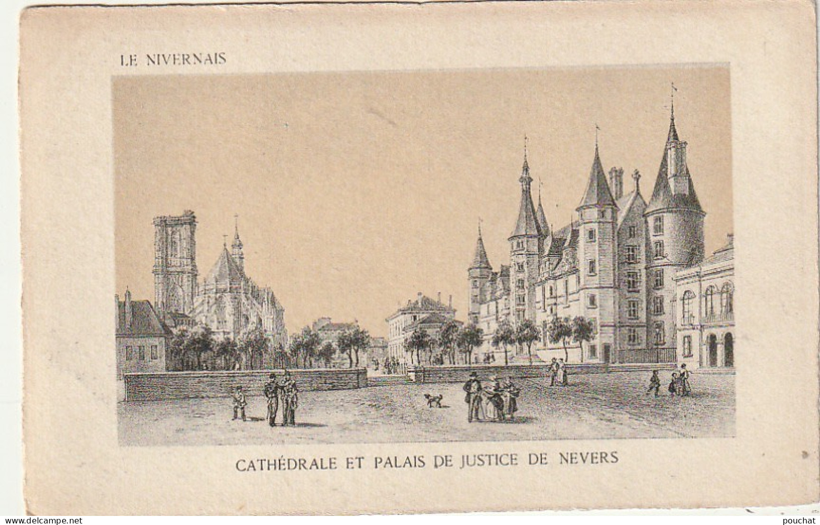 AA+ 74-(58) NEVERS - CATHEDRALE ET PALAIS DE JUSTICE - GRAVURE - Nevers
