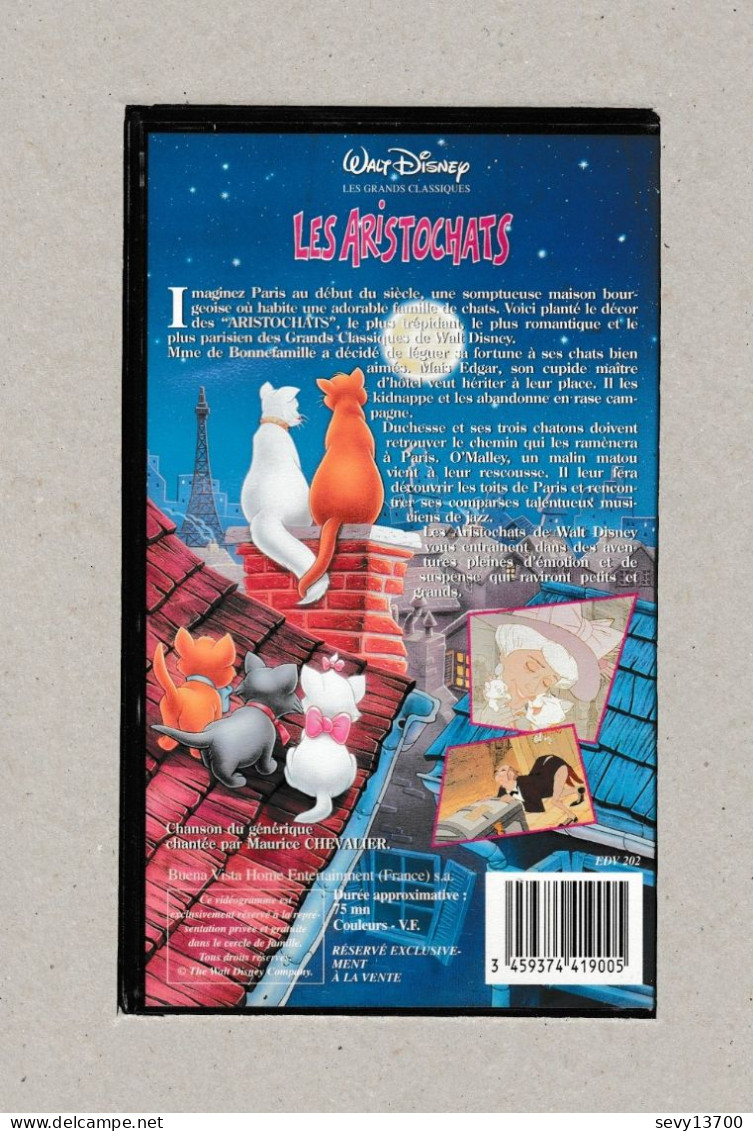 3 Cassettes VHS Walt Disney Les Aristochats - Les 101 Dalmatiens Et Rox Et Rouky - Cartoons