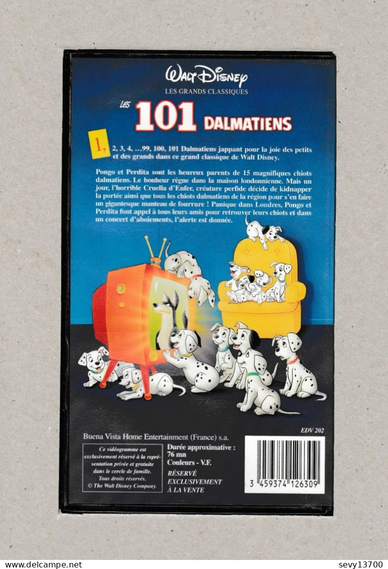 3 Cassettes VHS Walt Disney Les Aristochats - Les 101 Dalmatiens Et Rox Et Rouky - Dessins Animés