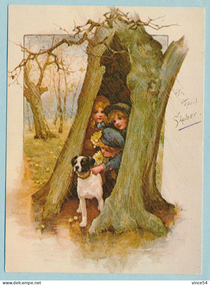 Enfants Chien Jeu Cache-cache "An April Shower" From "Old Father Time " By Harriett M. Bennett - Taferelen En Landschappen