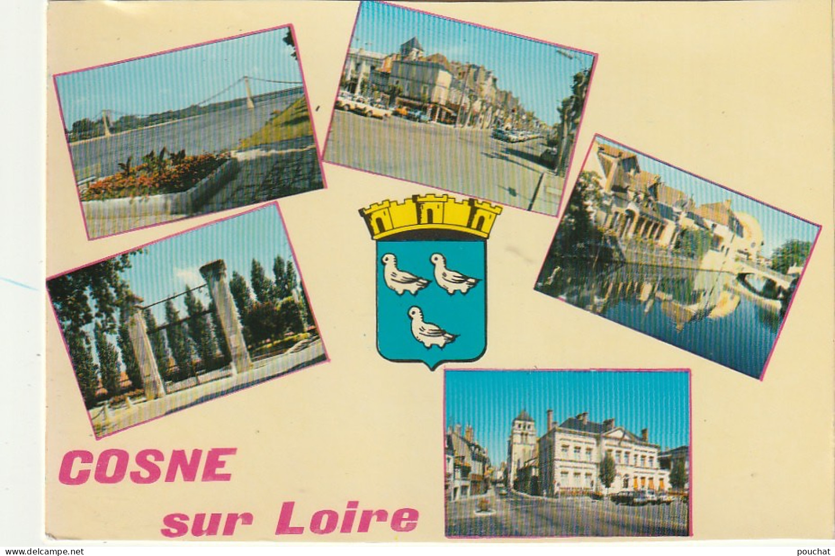 AA+ 74-(58) COSNE SUR LOIRE - CARTE COULEURS MULTIVUES : BOULEVARD DE LA REPUBLIQUE , HOTEL DE VILLE , BORDS DU NOHAIN - Cosne Cours Sur Loire