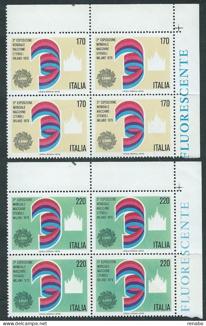 Italia 1979; Esposizione Mondiale Di Macchine Utensili. Serie Completa D' Angolo FLUORESCENTE. - 1971-80:  Nuovi