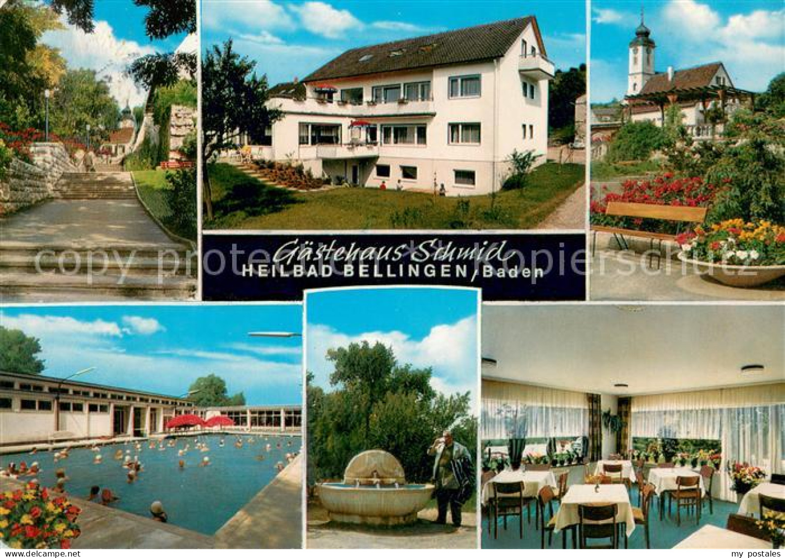 73649488 Bad Bellingen Gaestehaus Schmid Pool Brunnen Gastraum Kirche Bad Bellin - Bad Bellingen