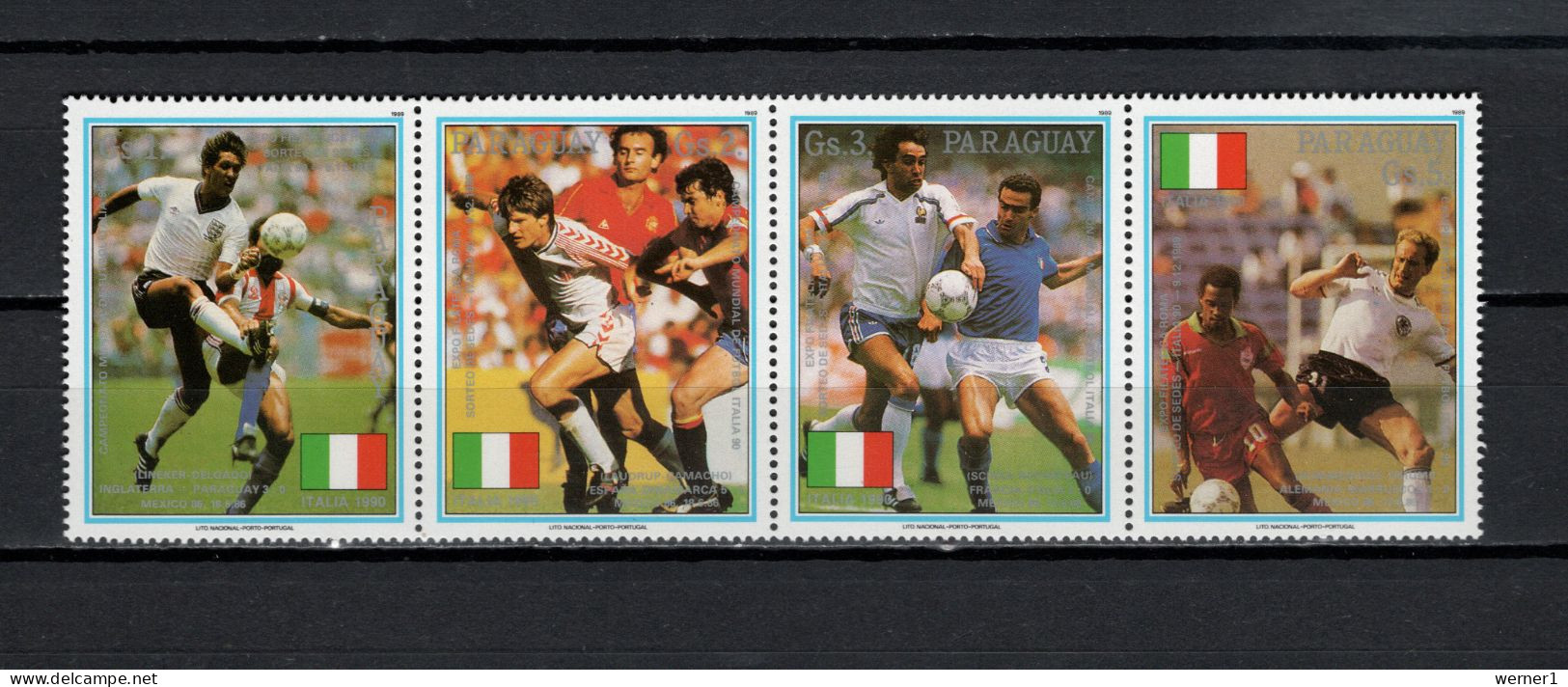 Paraguay 1989 Football Soccer World Cup Strip Of 4 MNH - 1990 – Italien