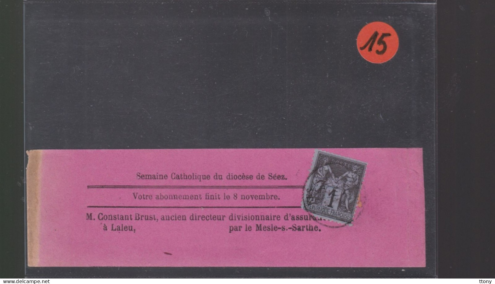 Un Timbre 1 C  Sage   Sur Lettre N° 83   ID Seul  Sur Bande  Journal - 1877-1920: Semi Modern Period