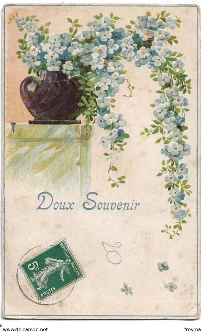 Fantaisie Carte Gaufrée Doux Souvenir - Other & Unclassified