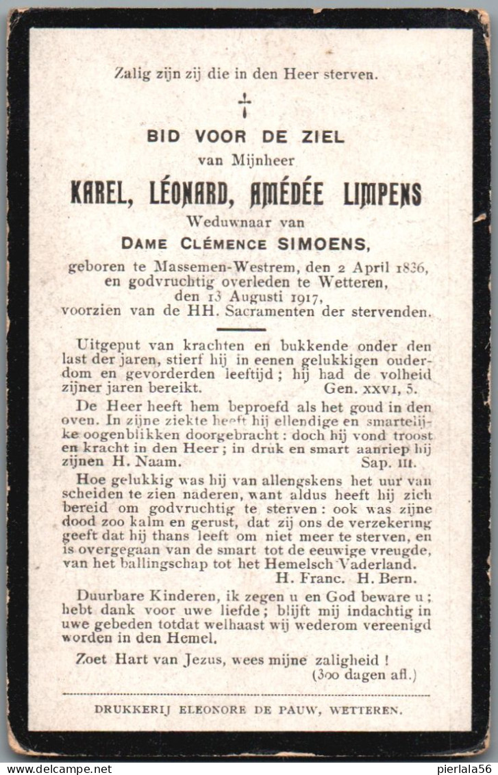 Bidprentje Massemen-Westrem - Limpens Karel Léonard Amédée (1836-1917) - Devotieprenten