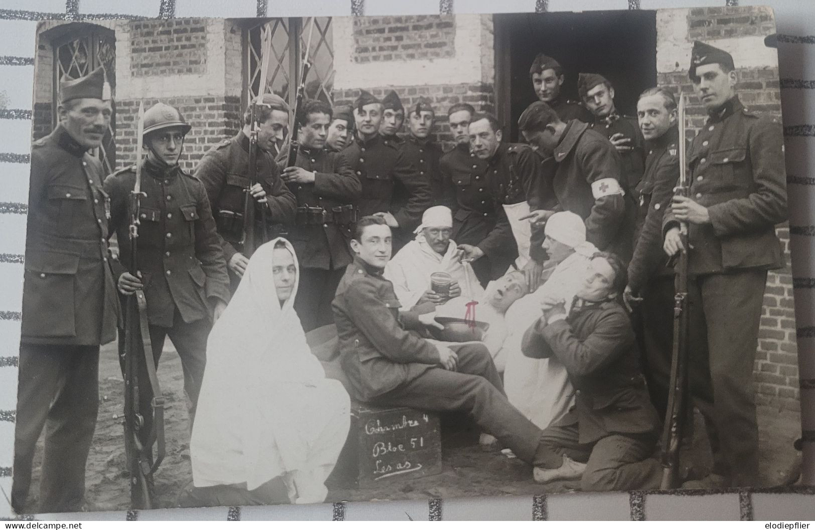 Ancienne Photo Chambre 4. Bloc 51. Les As - Guerre, Militaire