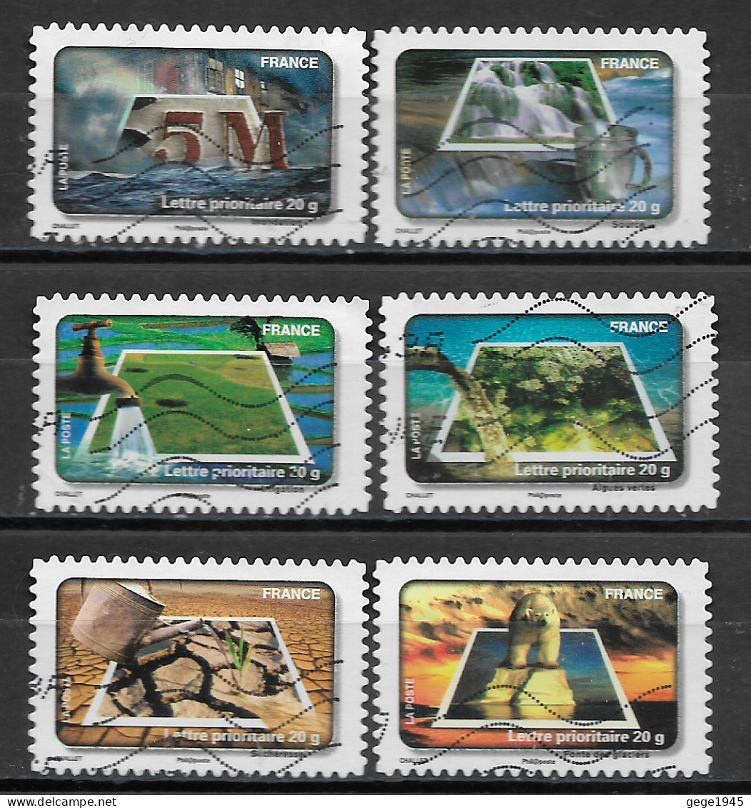 France 2010  Oblitéré  Autoadhésif  N° 405 - 406 - 409 - 411 - 412 - 414  -   Fête Du Timbre  -  L'eau  - - Used Stamps
