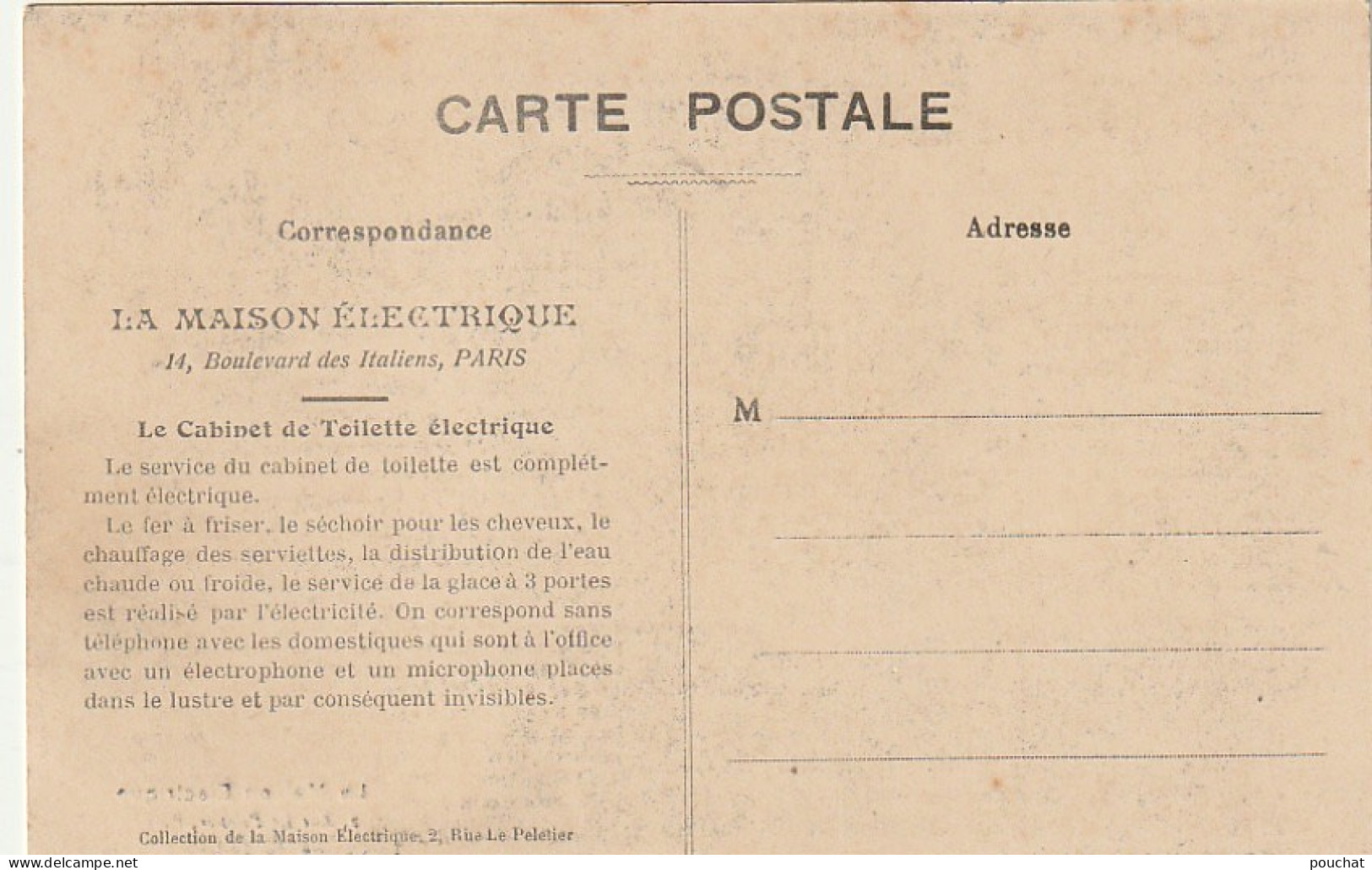 AA+ 100-(75) LA MAISON ELECTRIQUE , PARIS - LE CABINET DE TOILETTE ELECTRIQUE - Distrito: 09