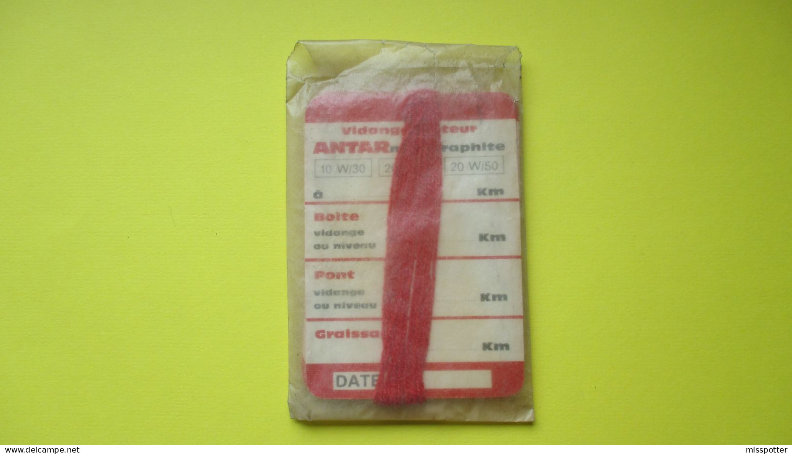 Sachet D'origine, De 8 étiquettes De Vidange, Graissage, Anciennes De Maque ANTAR - Autres & Non Classés