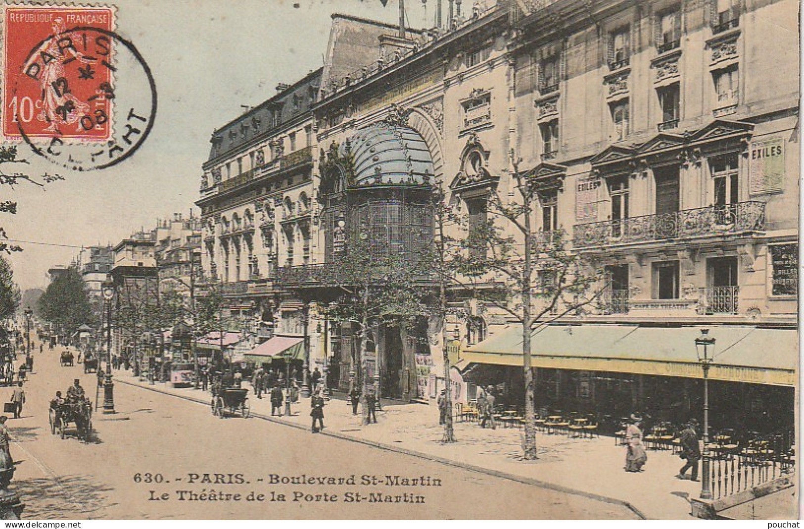 AA+ 101-(75) BOULEVARD ST MARTIN , PARIS - LE THEATRE DE LA PORTE ST MARTIN - ANIMATION - CARTE COLORISEE - Distrito: 10