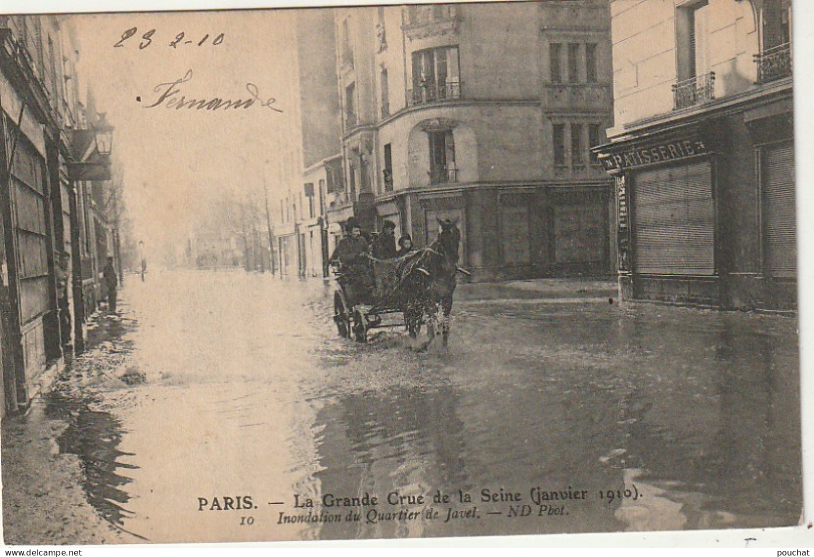 AA+ 101-(75) LA GRANDE CRUE DE LA SEINE ( JANVIER 1910 ) - INONDATION DU QUARTIER DE JAVEL - ATTELAGE  - Paris Flood, 1910