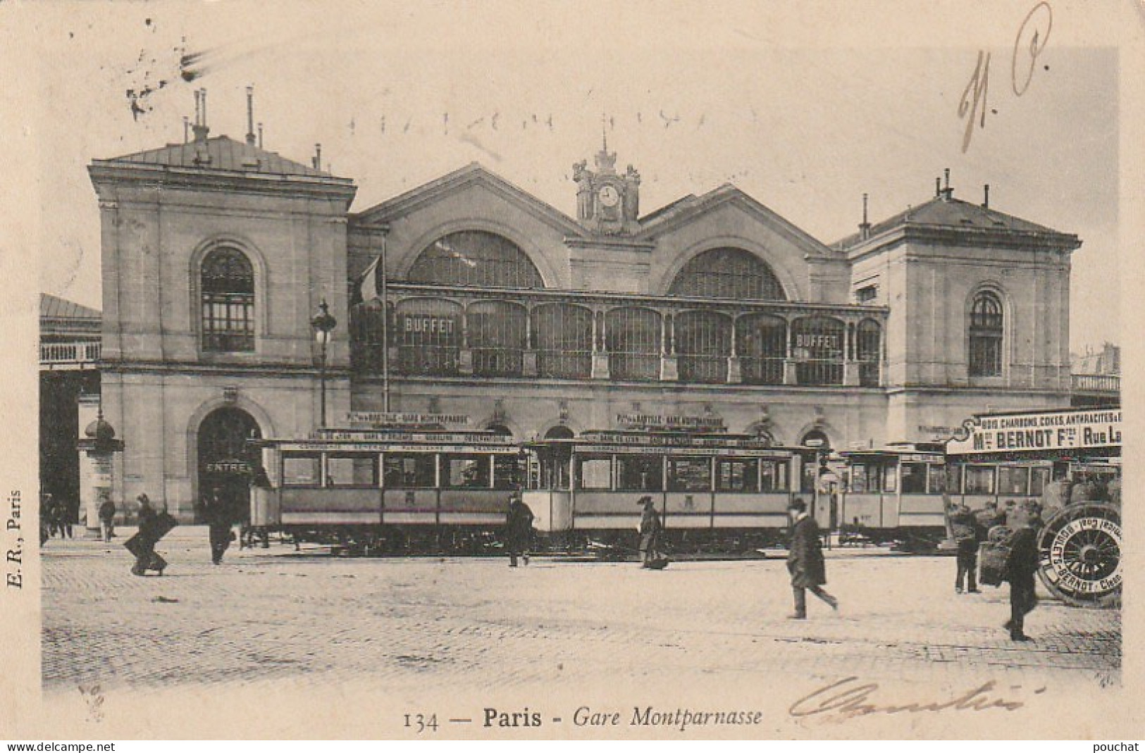 AA+ 101-(75) GARE MONTPARNASSE , PARIS - TRAMWAYS - PUBLICITE  BOIS  CHARBONS , Mon BERNOT Fres - Pariser Métro, Bahnhöfe