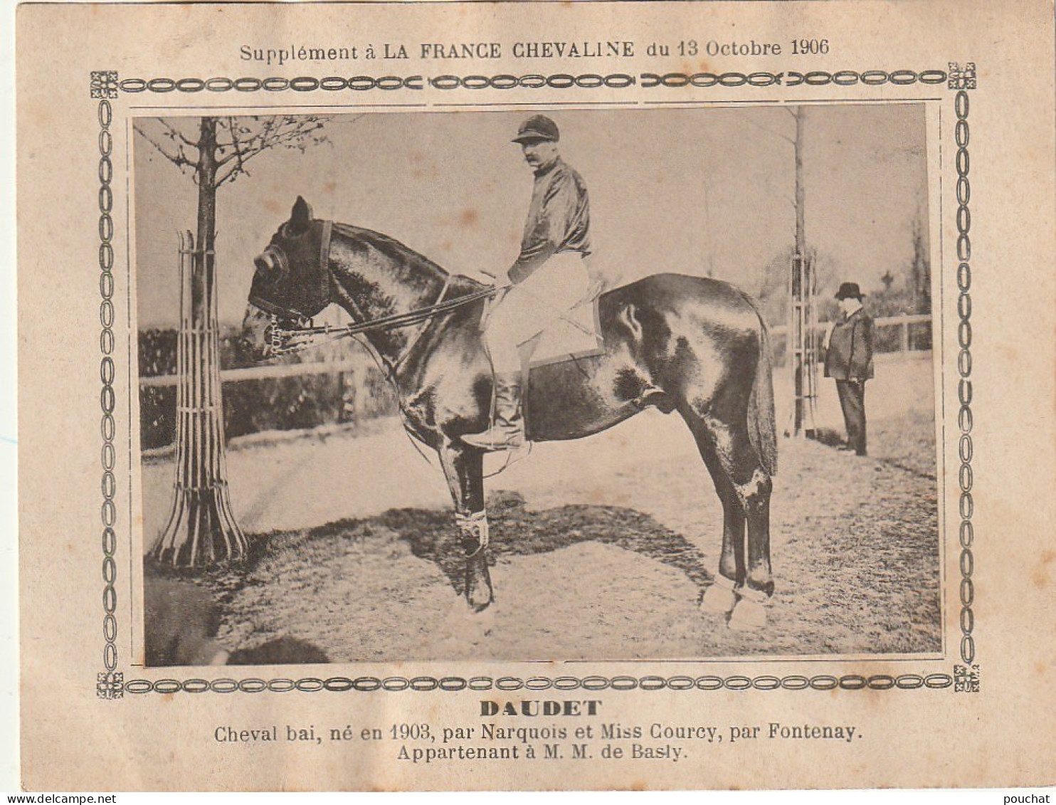 AA+ - " BAUDET " - CHEVAL BAI  APPARTENANT A M. M. DE BASLY - SUPPL. FRANCE CHEVALINE  OCTOBRE 1906 - Hippisme