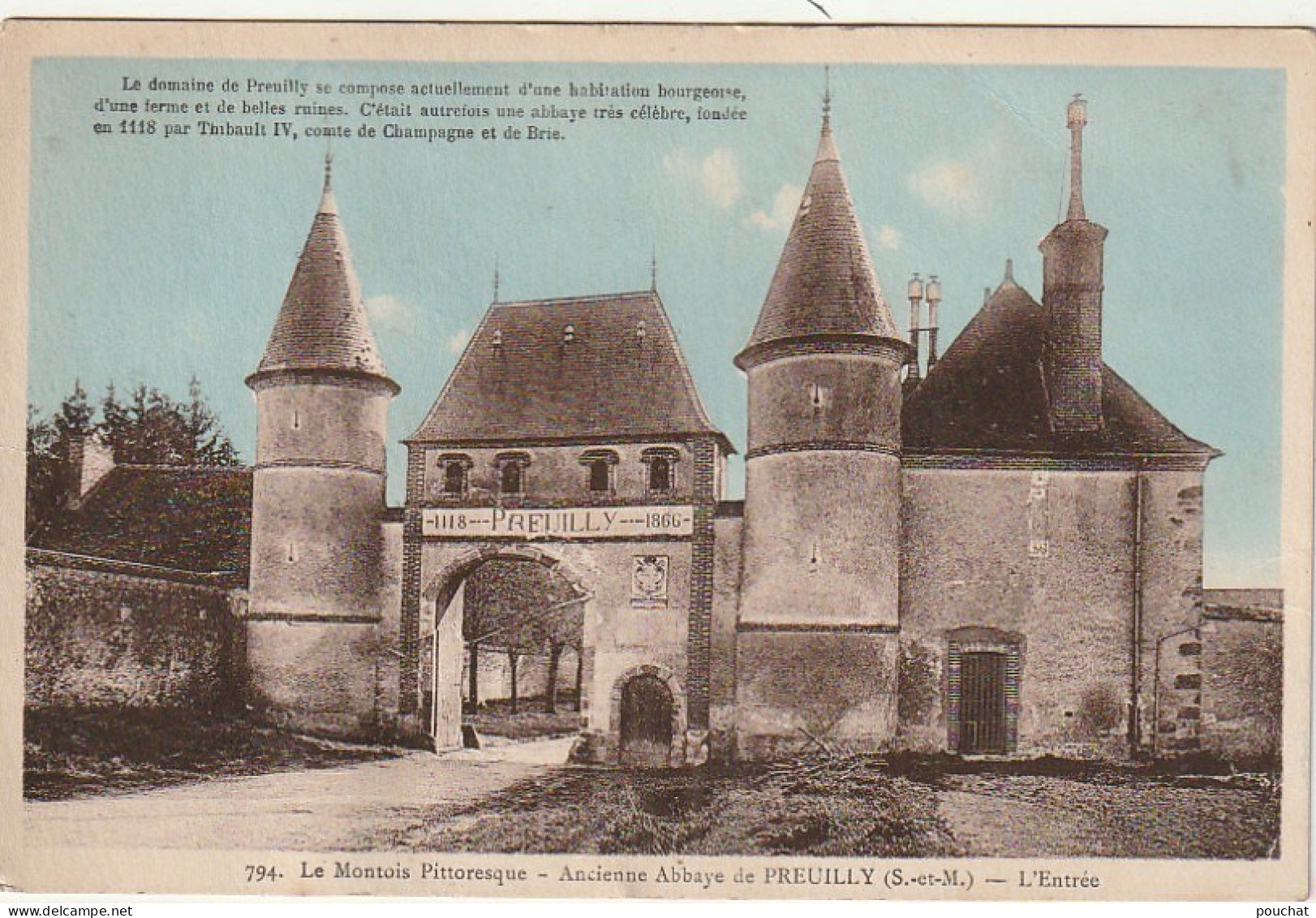 AA+ 104-(77) ANCIENNE ABBAYE DE PREUILLY - L'ENTREE - CARTE COLORISEE - Otros & Sin Clasificación