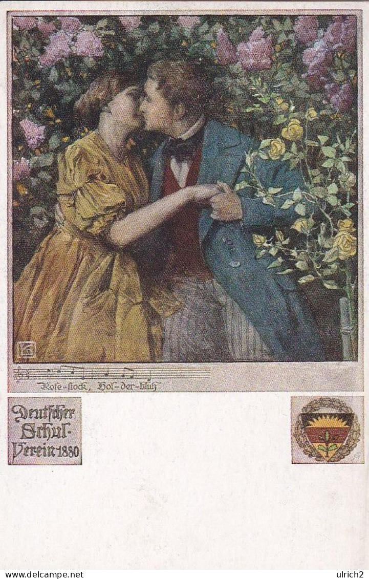 AK Rosestock Holderblüh - Liebespaar - Deutscher Schulverein 1880 - Ca. 1910 (69081) - Música Y Músicos