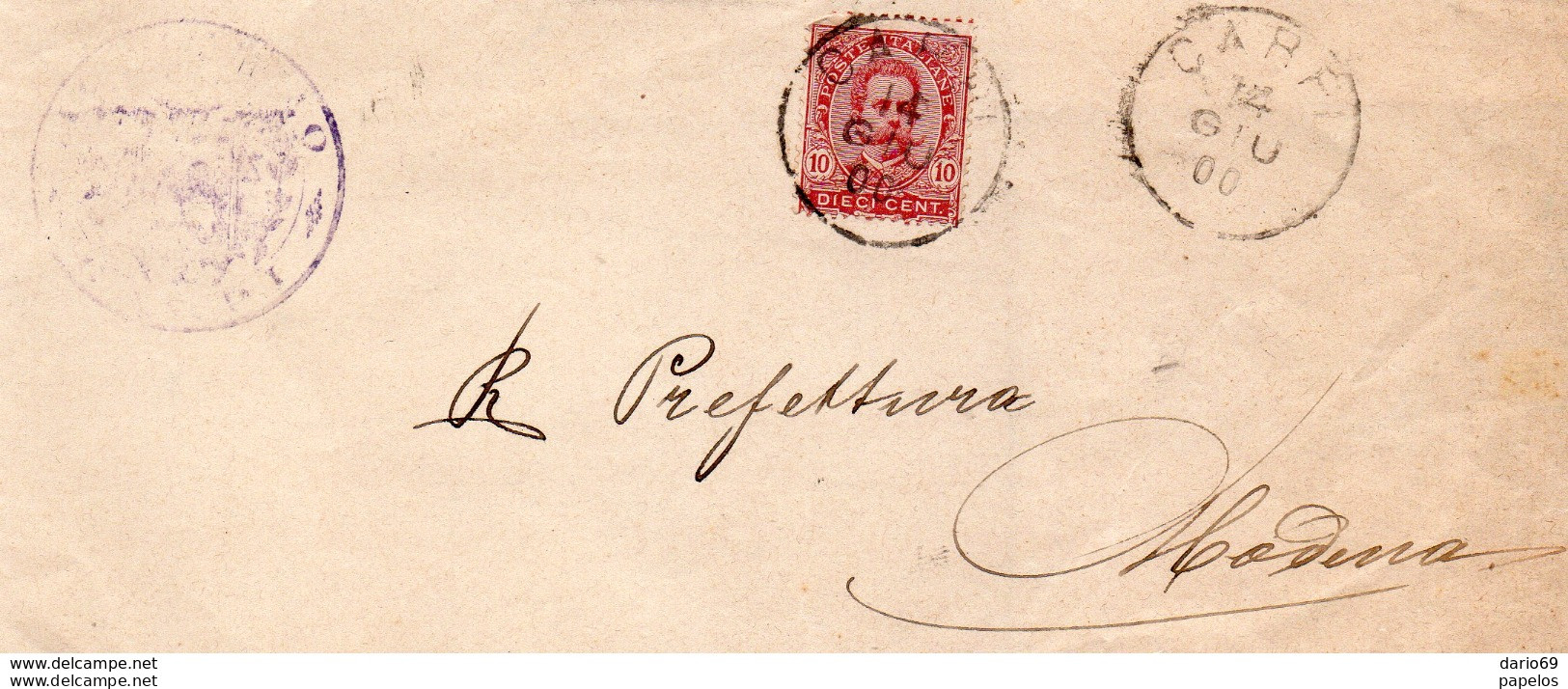 1900 LETTERA CON ANNULLO CARPI - Poststempel