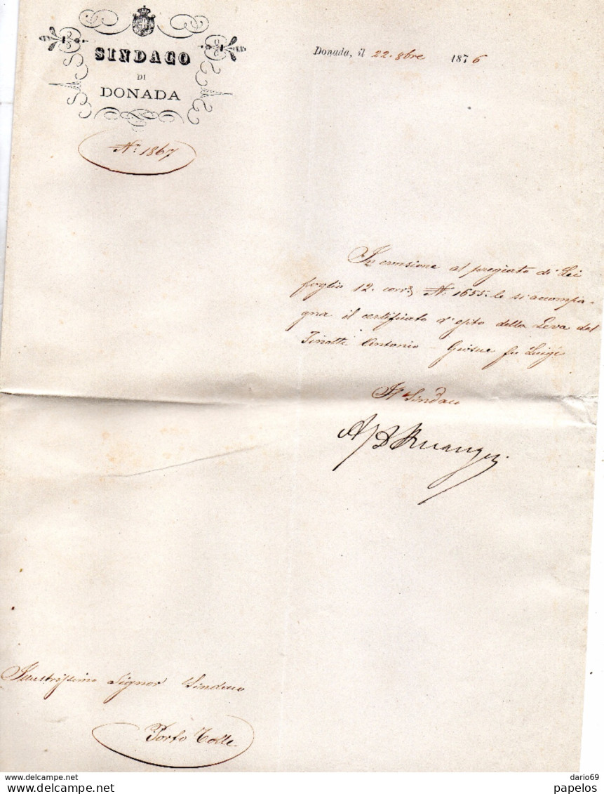 1876  LETTERA DONADA ROVIGO - Historische Dokumente