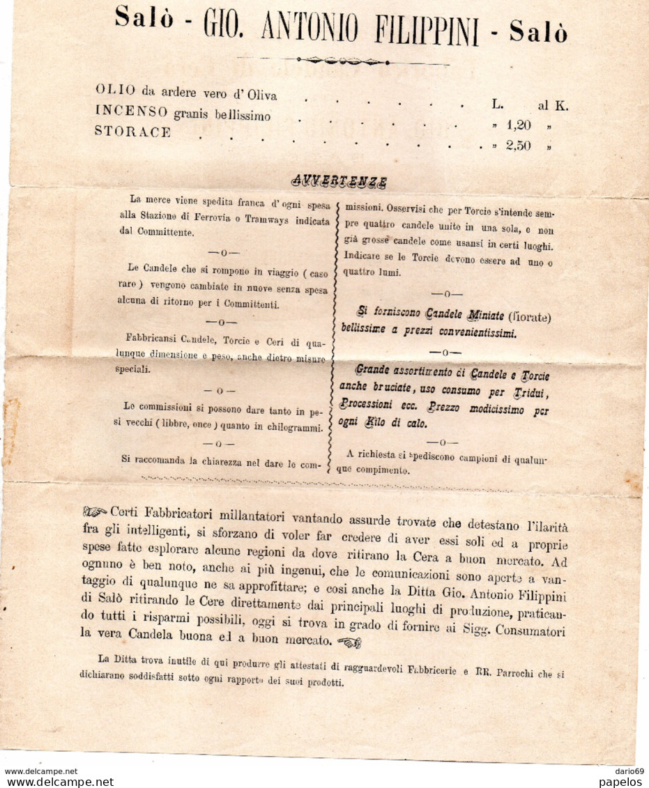 1884 LETTERA CON ANNULLO Salò BRESCIA - Poststempel
