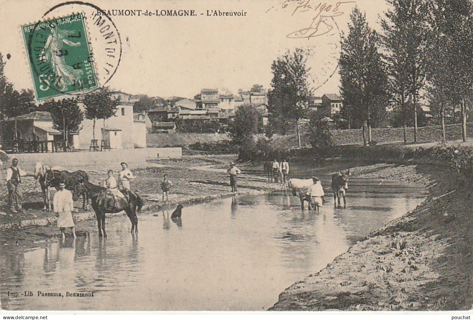 AA+ 110-(82) BEAUMONT DE LOMAGNE - L'ABREUVOIR - ANIMATION - CHEVAUX - Beaumont De Lomagne