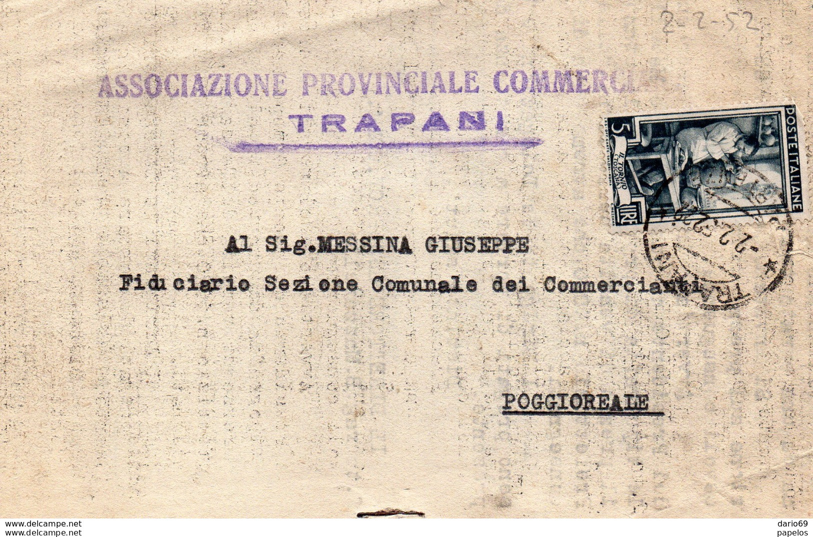 1952  LETTERA CON ANNULLO   TRAPANI - 1946-60: Marcophilie