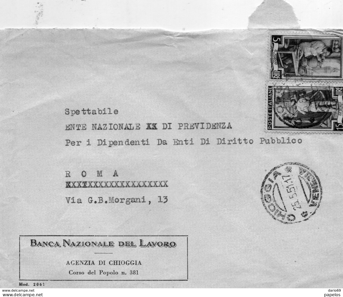 1951  LETTERA CON ANNULLO CHIOGGIA VENEZIA - 1946-60: Marcophilie